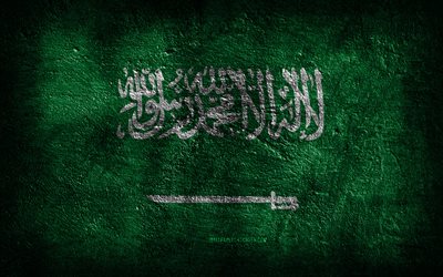 4k, la bandera de arabia saudita, la piedra de textura, la piedra de fondo, la bandera, el arte grunge, los símbolos nacionales de arabia saudita, arabia saudita
