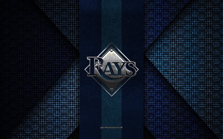 tampa bay rays, mlb, blå stickad textur, tampa bay rays logotyp, american baseball club, tampa bay rays emblem, baseball, florida, usa