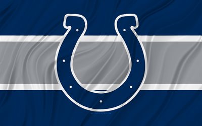 Indianapolis Colts, 4K, blue gray wavy flag, NFL, american football, 3D fabric flags, Indianapolis Colts flag, american football team, Indianapolis Colts logo