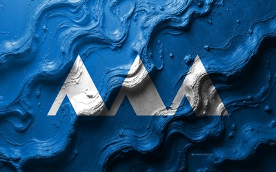 yamagata flagga, 4k, stenvågstruktur, yamagata, 3d yamagata flagga, japan, flaggor av japanska prefekturer