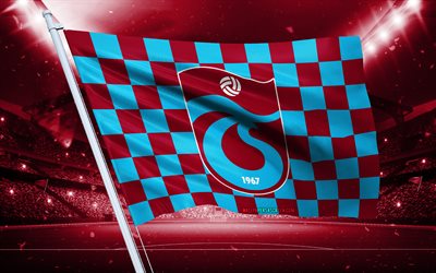 4k, Trabzonspor logo, Turkish football club, stadium flag, Trabzonspor fans flag, blue burgundy flag, Trabzonspor emblem, Super Lig, Turkey, football, Trabzonspor