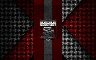 sivasspor, super lig, texture tricotée blanche rouge, logo sivasspor, club de football turc, emblème sivasspor, football, sivas, turquie