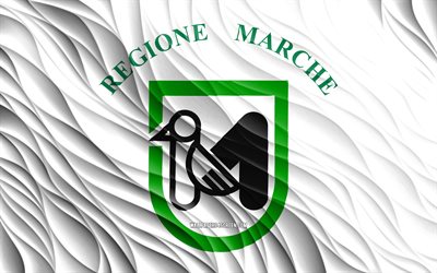 4k, marche bandera, ondulado 3d banderas, regiones italianas, bandera de marche, día de marche, ondas 3d, europa, regiones de italia, marche