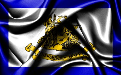 Newark flag, 4K, american cities, fabric flags, Day of Newark, flag of Newark, wavy silk flags, USA, cities of America, cities of New Jersey, US cities, Newark New Jersey, Newark