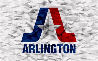 flagge von arlington, texas, 4k, amerikanische städte, 3d-polygon-hintergrund, arlington-flagge, 3d-polygon-textur, tag von arlington, 3d-arlington-flagge, amerikanische nationalsymbole, 3d-kunst, arlington, usa