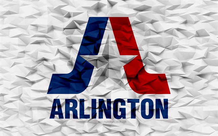 bandera de arlington, texas, 4k, ciudades estadounidenses, fondo de polígono 3d, textura de polígono 3d, día de arlington, bandera de arlington 3d, símbolos nacionales estadounidenses, arte 3d, arlington, ee uu
