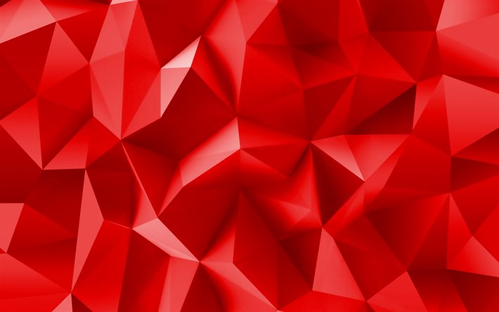 red low poly 3D texture, fragments patterns, geometric shapes, red abstract backgrounds, 3D textures, red low poly backgrounds, low poly patterns, geometric textures, red 3D backgrounds, low poly textures