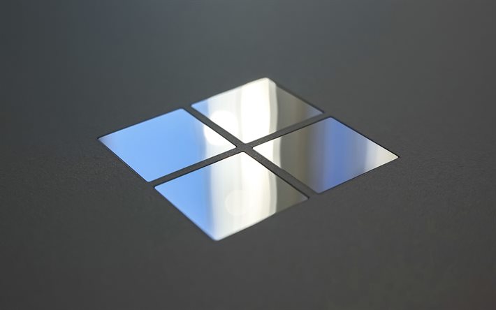 شعار windows 11, 4k, خلفية رمادية, شعار زجاج النوافذ, شعار windows, نظام التشغيل windows 11, نظام التشغيل, شبابيك