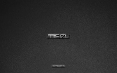Meizu logo, gray stone background, Meizu emblem, technology logos, Meizu, manufacturers brands, Meizu metal logo, stone texture