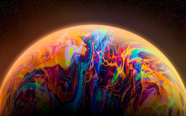 4k, colorful planet, 3D art, stars, planets, sci-fi, galaxy, nebula, NASA, planets in space, 3D planets