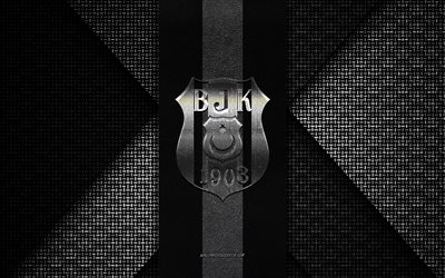 Besiktas, Super Lig, black knitted texture, Besiktas logo, Turkish football club, Besiktas emblem, football, Istanbul, Turkey