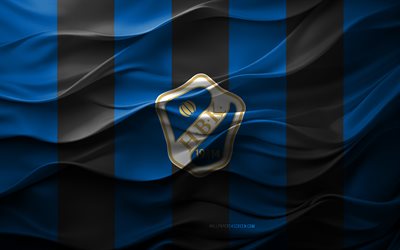 4k, halmstads bk logo, black black 3d fondo, allsvenskan, halmstads bk emblema, equipo de fútbol sueco, halmstads bk bandera, textura 3d, suecia, halmstads bk, fútbol americano, fútbol