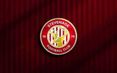 4k, stevenage fc 3d  logo, liga eins, roter 3d  hintergrund, fußball, stevenage fc emblem, stevenage fc logo, stevenage fc, englischer fußballverein, fc stevenage