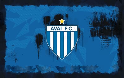 logo avai fc grunge, 4k, serie brasiliana b, sfondo blu grunge, calcio, emblema avai fc, logo avai fc, avai fc, club di calcio brasiliano, fc avai