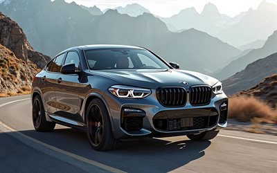 bmw x4, g02, vista frontal, gris bmw x4, tuning x4 g02, autos alemanes, bmw x4 xdrive20d m sport, bmw