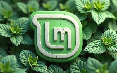 linux mint 3d green logo, 4k, linux mint emblem, linux mint  logo, grüner naturhintergrund, linux mint, linux