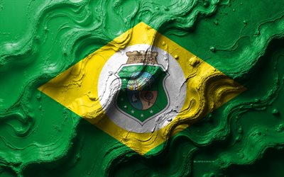 bandeira ceara, 4k, textura da onda de pedra, bandeira de ceara, bandeira 3d ceara, brasil, bandeira do estado de ceara, bandeiras de estados brasileiros, ceara