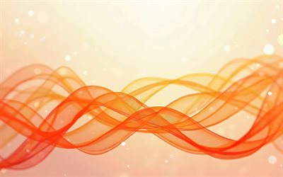 خلفية الأمواج المجردة البرتقالية, 4k, خلفية الأمواج البرتقالية, خلفية الأمواج التجريدية, خلفية الخطوط البرتقالية, برتقالي الخيوط الخلفية