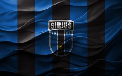 4k, ik sirius logo, black black 3d fondo, allsvenskan, ik sirius emblem, equipo de fútbol sueco, ik sirius flag, textura 3d, suecia, ik sirius, fútbol americano, fútbol, sirio