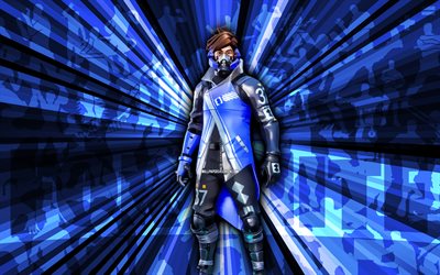 4k, éter personalizado, fondo de rayos azules, piel de éter personalizada, ether fortnite personalizado, arte abstracto, piel de éter personalizada fortnite, personajes de fortnite, fortnita, arte creativo