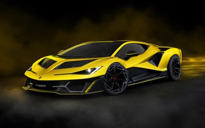 2026, lamborghini fenomeno, 4k, vista frontal, exterior, superdeportivo, lamborghini amarillo fenomeno, autos deportivos italianos, lamborghini