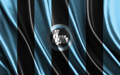 4k, FC Osaka logo, J3 League, blue white silk texture, FC Osaka flag, Japanese football club, soccer, silk flag, FC Osaka emblem, Japan, FC Osaka badge, FC Osaka