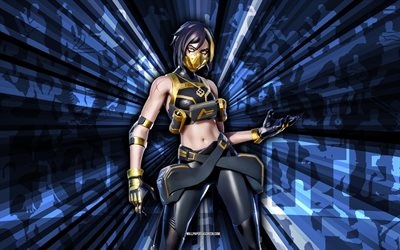 4k, double agent shadow shadow, fundo dos raios azuis, pele de sombra do agente duplo, agente duplo hush shadow fortnite, art abstrato, fortnite double agent hush shadow skin, personagens fortnite, fortnite, arte criativa