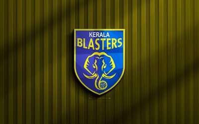 4k, kerala blasters fc 3d logotipo, isl, fondo 3d amarillo, fútbol, kerala blasters fc emblema, logotipo de kerala blasters fc, kerala blasters fc, fútbol americano, club de fútbol indio, kerala blasters