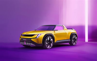 2025, skoda felicia spaß, 4k, frontansicht, äußerlich, neue skoda felicia, pickup mit zwei sitzplätzen, gelbe skoda felicia, tschechische autos, skoda