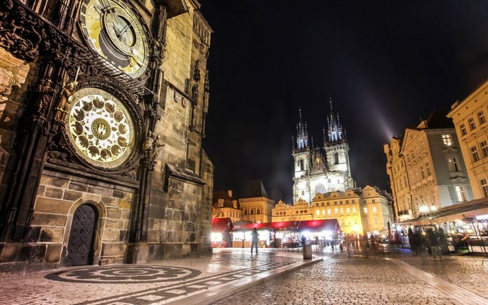 プラハ, チェコ共和国, 旧市街広場, 旧市街, 通り, 夜