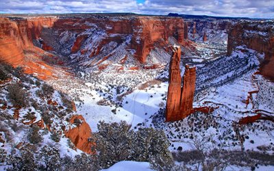 arizona, nação navajo, eua, navajo-nasen, inverno, rock, canyon