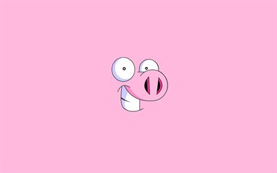 sourire, fond rose, de porc, de minimalisme