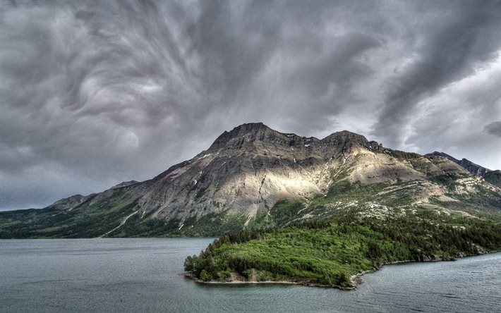 la natura, il paesaggio, le nuvole, le montagne, il lago