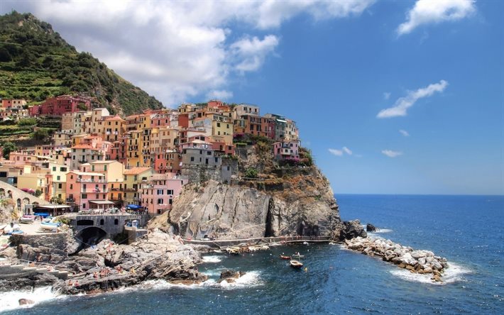 cinque terre, ホーム, イタリア, ロック, リゾート, 夏