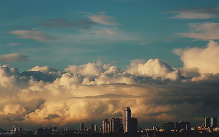 the sky, clouds, skyline, moscow, russia