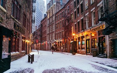회계 분기, 맨해튼, 금융 지구, 겨울, 뉴욕, 미국