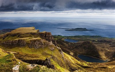 scotland, the slopes, mountains, the ocean, great britain