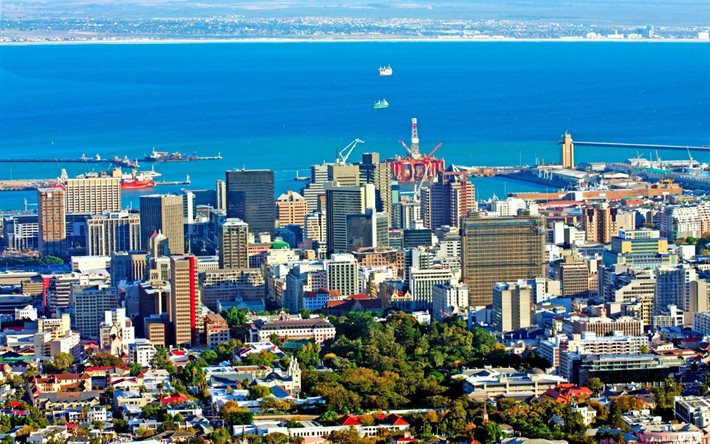skyline, kapstaden, huvudstaden, de sydafrikanska republikerna, sydafrika