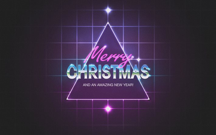 merry christmas, neonovyi light, tree