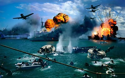 the attack, fighters, sailors, pearl harbor, hawaii, usa