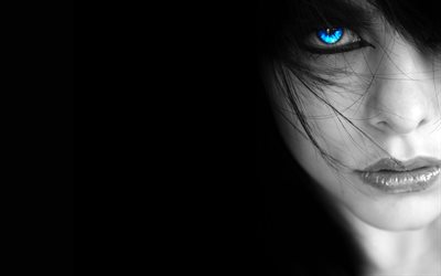 les yeux bleus, la jeune fille, animation