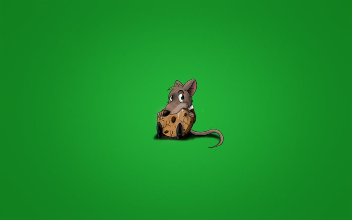 mouse, cookies, minimalism, green background
