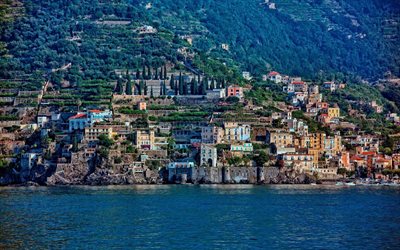 italy, gulf of salerno, amalfi coast, amalfi, town