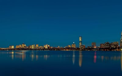 la nuit, etats-unis, à boston, panorama