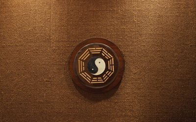 seinä, kyltti, yin-yang, symboli