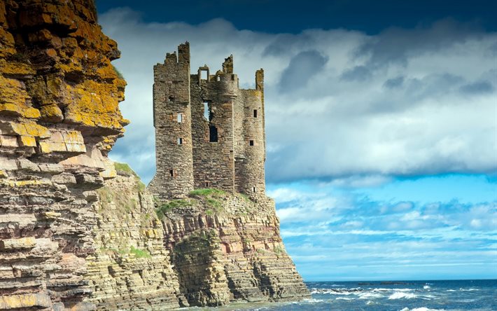 قفل القضية, البحر, اسكتلندا, pobereje, keiss القلعة