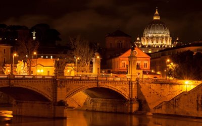 a ponte, o vaticano, noite, vaticano