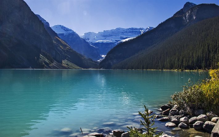 lake louise, alberta, canadá, montanhas