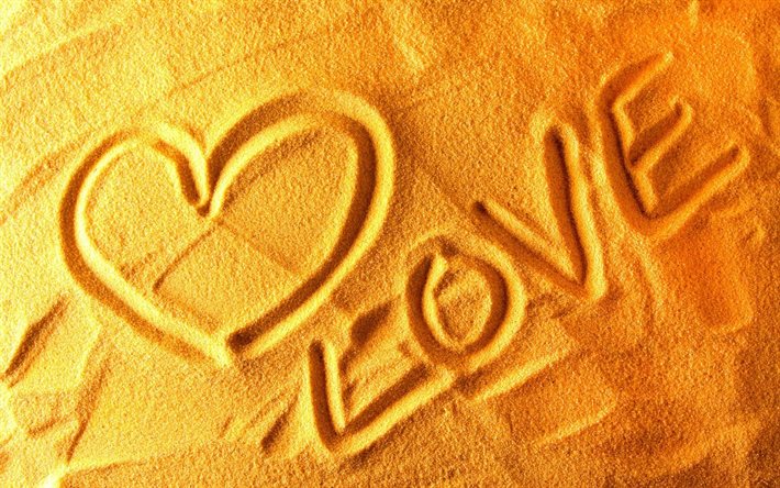 areia, a inscrição, amor