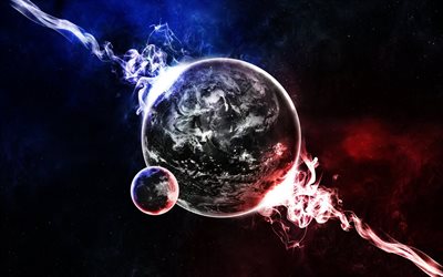 smoke, galaxy, planet, space